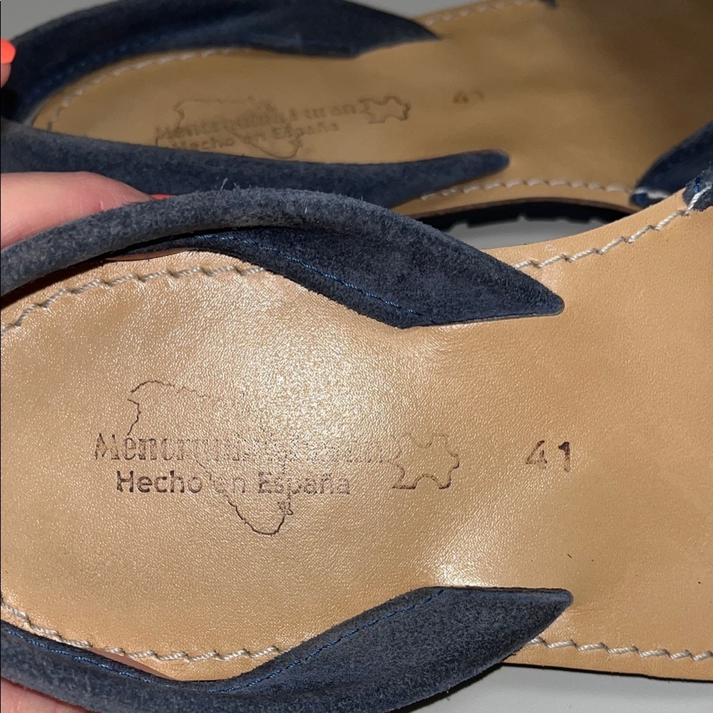 Menoquinas Huran Ocean Blue Suede Slingback Sandals size 11 woman’s - Picture 9 of 11